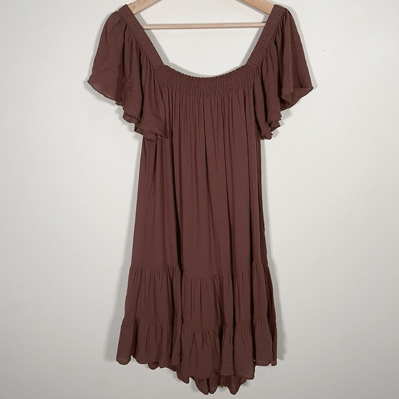 GENTLE FAWN | COFFEE TIERED SQUARE NECK DRESS - Picture 13 of 13